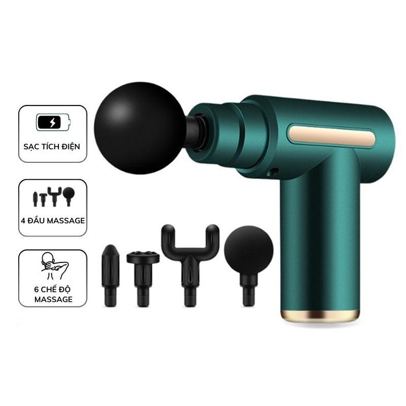  Máy massage cầm tay mini 4 đầu 6 chế độ Máy mát xa đấm lưng cổ vai gáy toàn thân đa năng 
