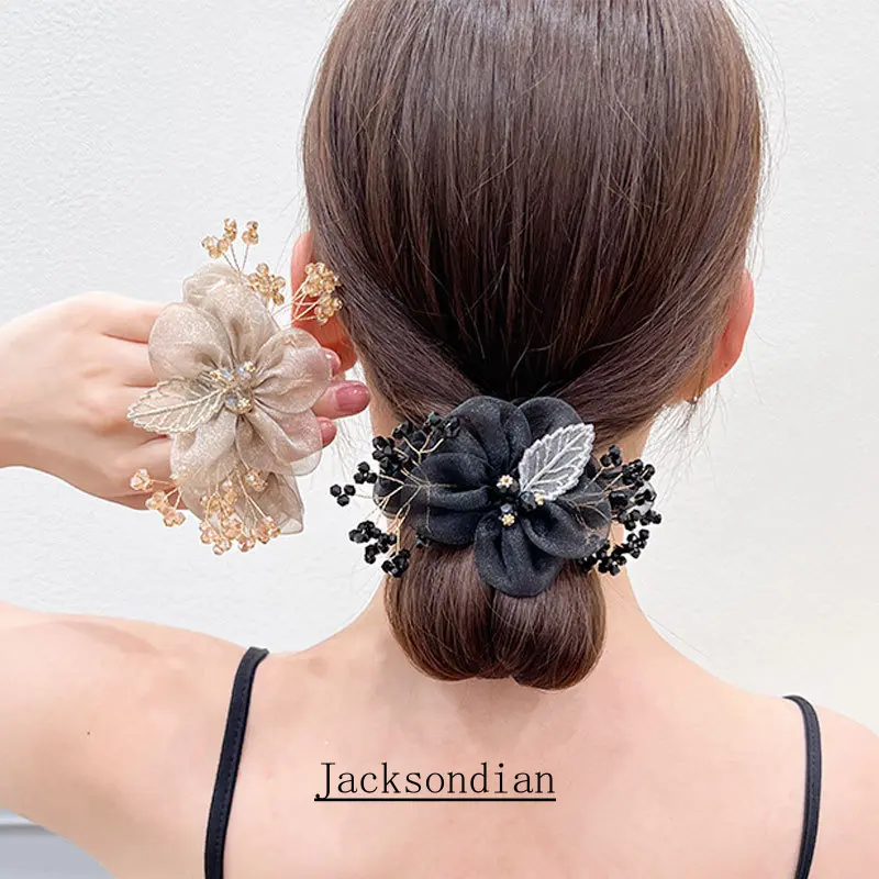 Dây Buộc Tóc, Thiết Kế Hoa Thanh Lịch, Dành Cho Nữ, Thích Hợp Cho Tóc Đuôi Ngựa Và Đầu Bi, Dây Cao Su, Nhẫn Scrunchie thanh  cuốn  búi  tóc thanh  cuốn  búi  tóc