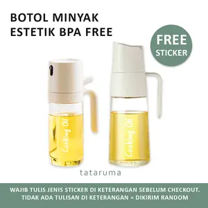 BOTORU - Botol Minyak Kecap Cuka Estetik BPA Free Tuang Spray GRATIS STICKER Oil Plastik Stainless  Kaca