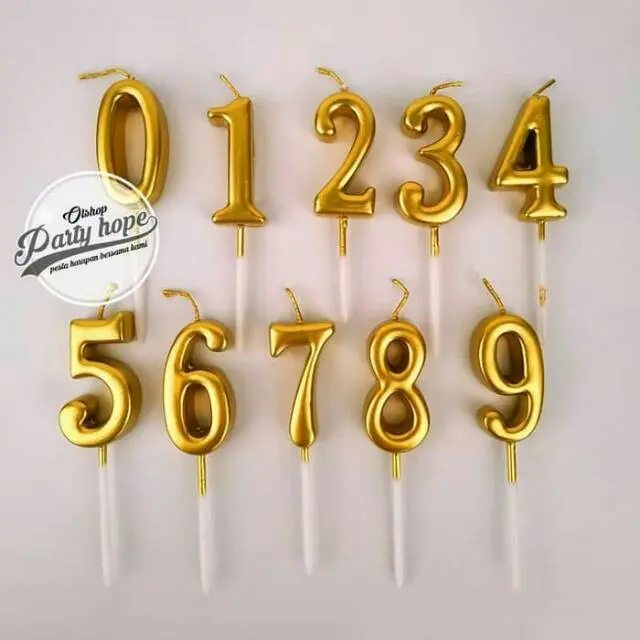 lilin angka gold / Lilin Ultah emas / Lilin Angka ulang tahun gold 2