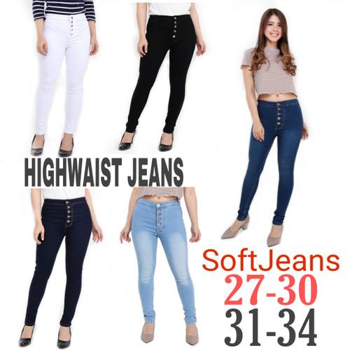 CELANA WANITA BOYFRIEND JEANS KANCING 5 / CELANA JEANS WANITA / HW Kancing 5 ysf.jeans Nyaman Soft Stretch Panjang Navy Variasi 5