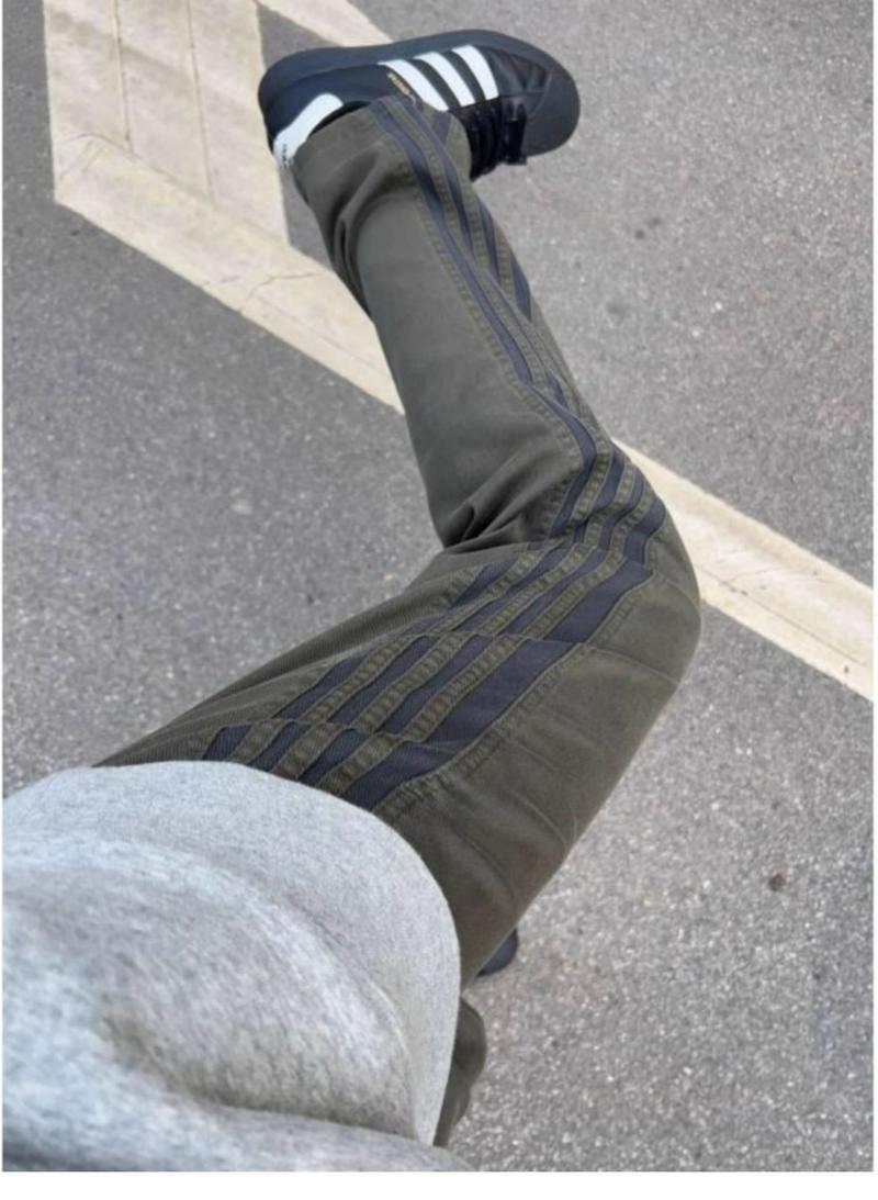 Product Introduction of Men's American Streetwear Striped Pants 2024 - Summer Casual Cargo Joggers with 3 Stripes, Loose Fit Straight Leg Trousers |   Trendy Fashion 4