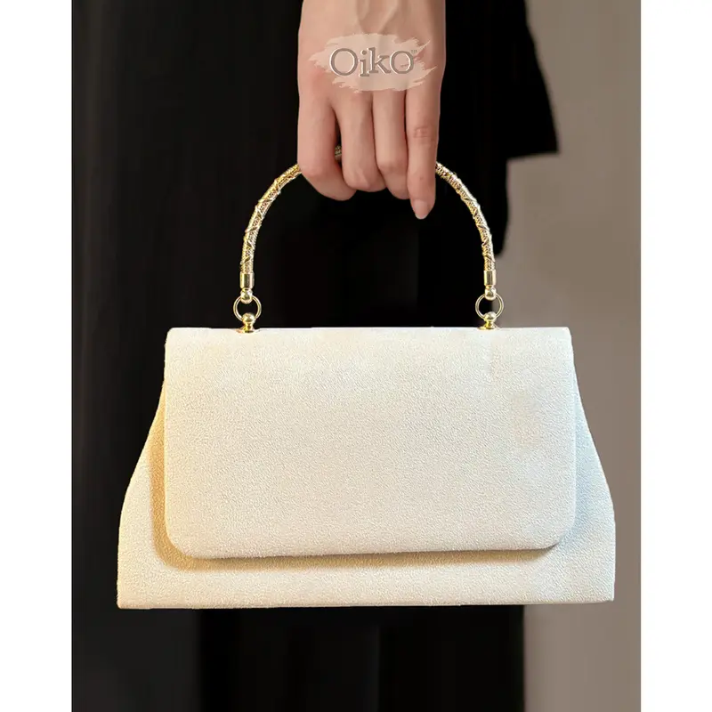 OIKO Vanya Clutch Tas Pesta Wanita Suede Clutch Chrome Untuk Kondangan Perempuan Party Bag Wedding Gift Kado Seserahan Nikahan Hantaran Bridemaids Mewah Elegan Import Korean Style 0