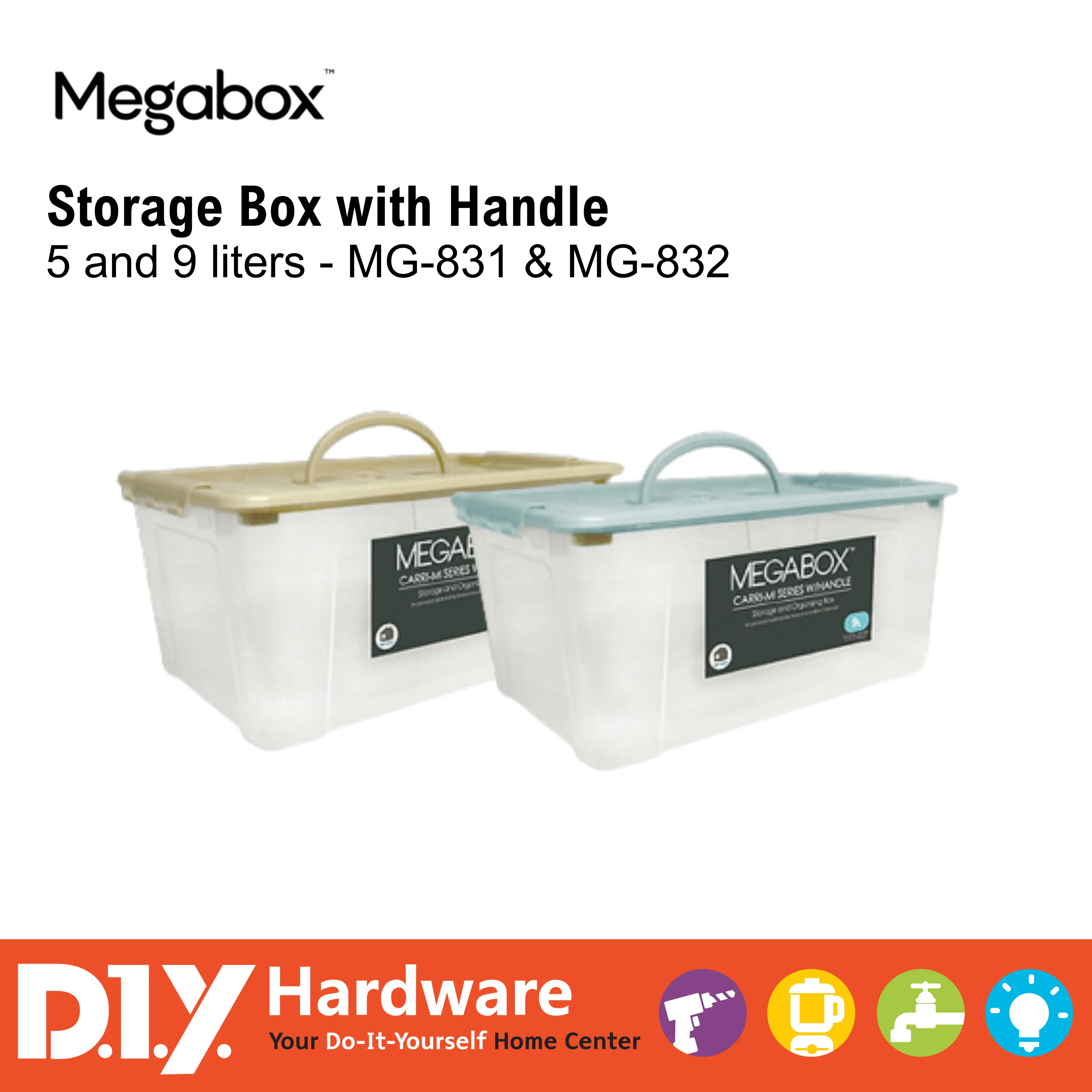 MEGABOX by DIY Hardware MG-831, MG-832 Storage Box with Handle 5 and 9 Liters