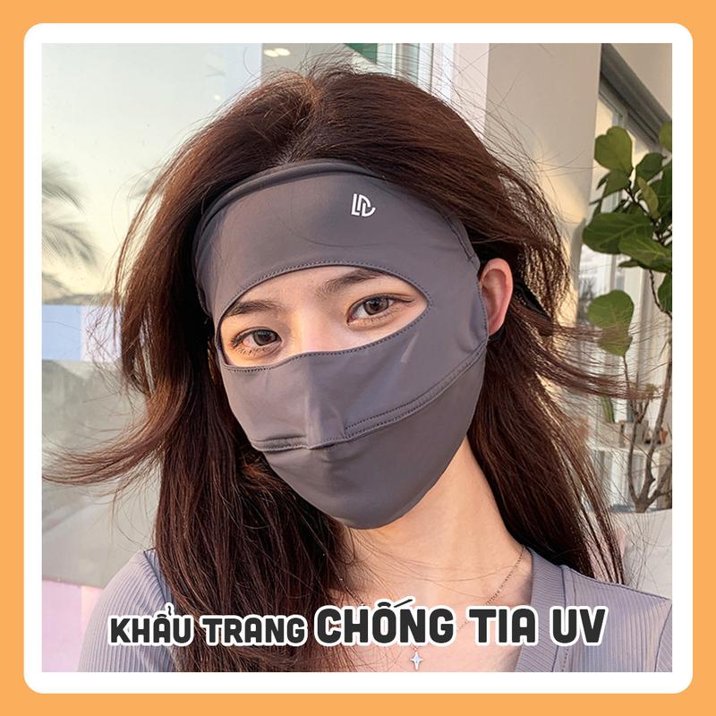 Khẩu trang chống tia UV Che Trán Kín Mặt cao cấp, chất liệu vải lụa lạnh mềm mại, Khẩu trang chống nắng full Mặt chính hãng UPF 50+, chống tia cực tím Phụ Kiện Nữ Accessories Women