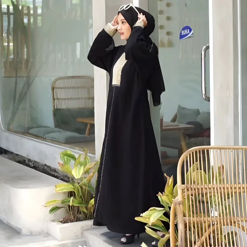 Gamis Abaya EYLUL Ibu Atau Anak Hitam Bordir Busui Dress maxi wanita muslimah lebaran murah elegant remaja kekinian lokal 4