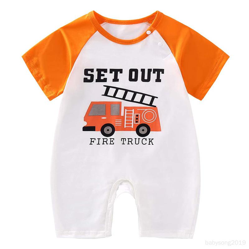 Baby Short-Sleeved Shorts One-Piece Summer Clothes 100-Day Air-Conditioned Clothes Cartoon Harem Clothes 3