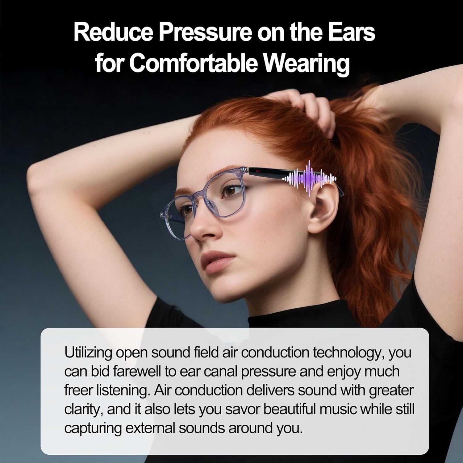 Smart glasses, app translation, color-changing lenses, high-definition voice calls, Hi-Fi music quality, open-ear audio glasses. - Image 14