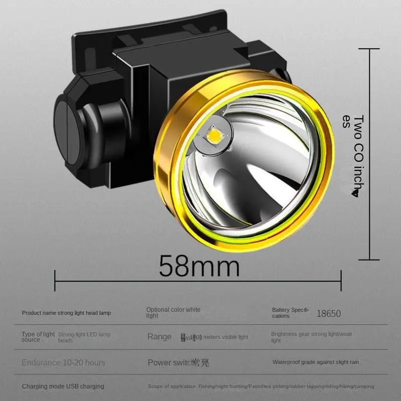 Đèn Đội Đầu Đi Xe Đạp, Ngoài Trời, Đèn Pin Đội Đầu Mạnh Mẽ, Đèn Chạy Bộ Tầm Xa, Đèn Câu Cá Ban Đêm Sạc, Đèn Kỹ Thuật Số Đa Năng Thích Hợp Cho Các Hoạt Động Ngoài Trời Và Gia Đình, Đèn Mỏ 2