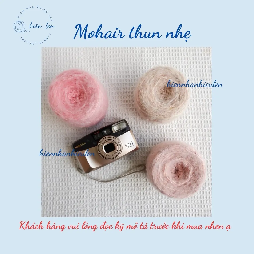 [100gr] Len mohair thun nhẹ (co giãn rất nhẹ)