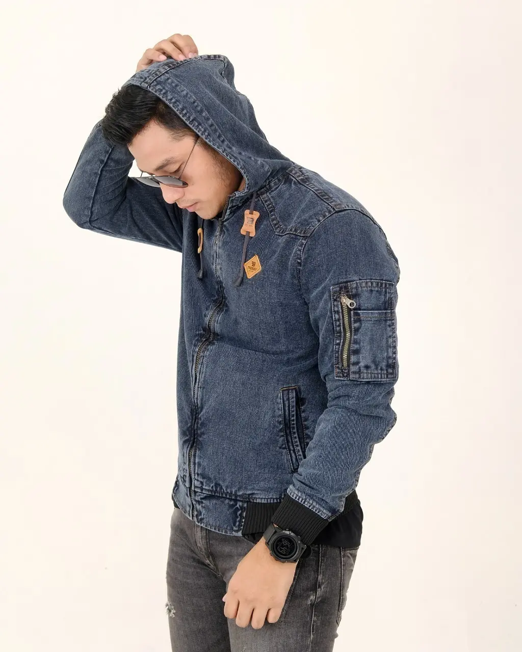 Jaket Bomber Bertudung Premium Bordiran Varian Warna Black Migt Nigt Blue & Puple blue Denim Jeans Hitam  Nyaman Panjang Pria Top Casual Distro