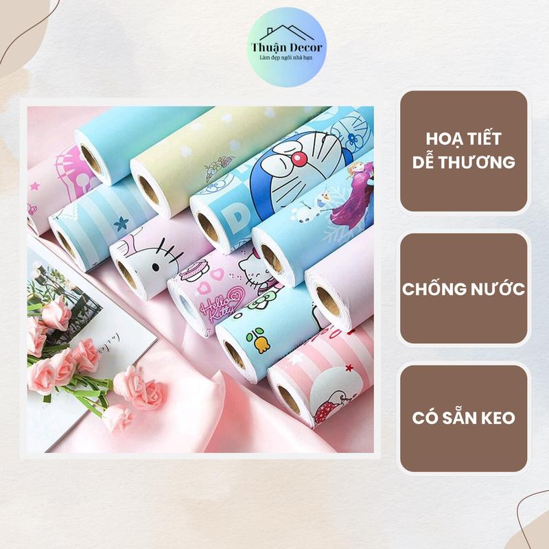 Giấy Dán Tường Hoạt Hình Trẻ Em Có Sẵn Keo Chống Thấm Nước Trang Trí Phòng KT 10mx45cm