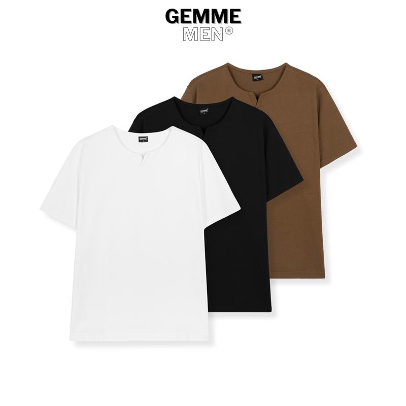 Áo thun trơn cổ V big size 100% Cotton 250gsm GEMME MEN 55 - 150kg chuẩn form Unisex Menswear Top