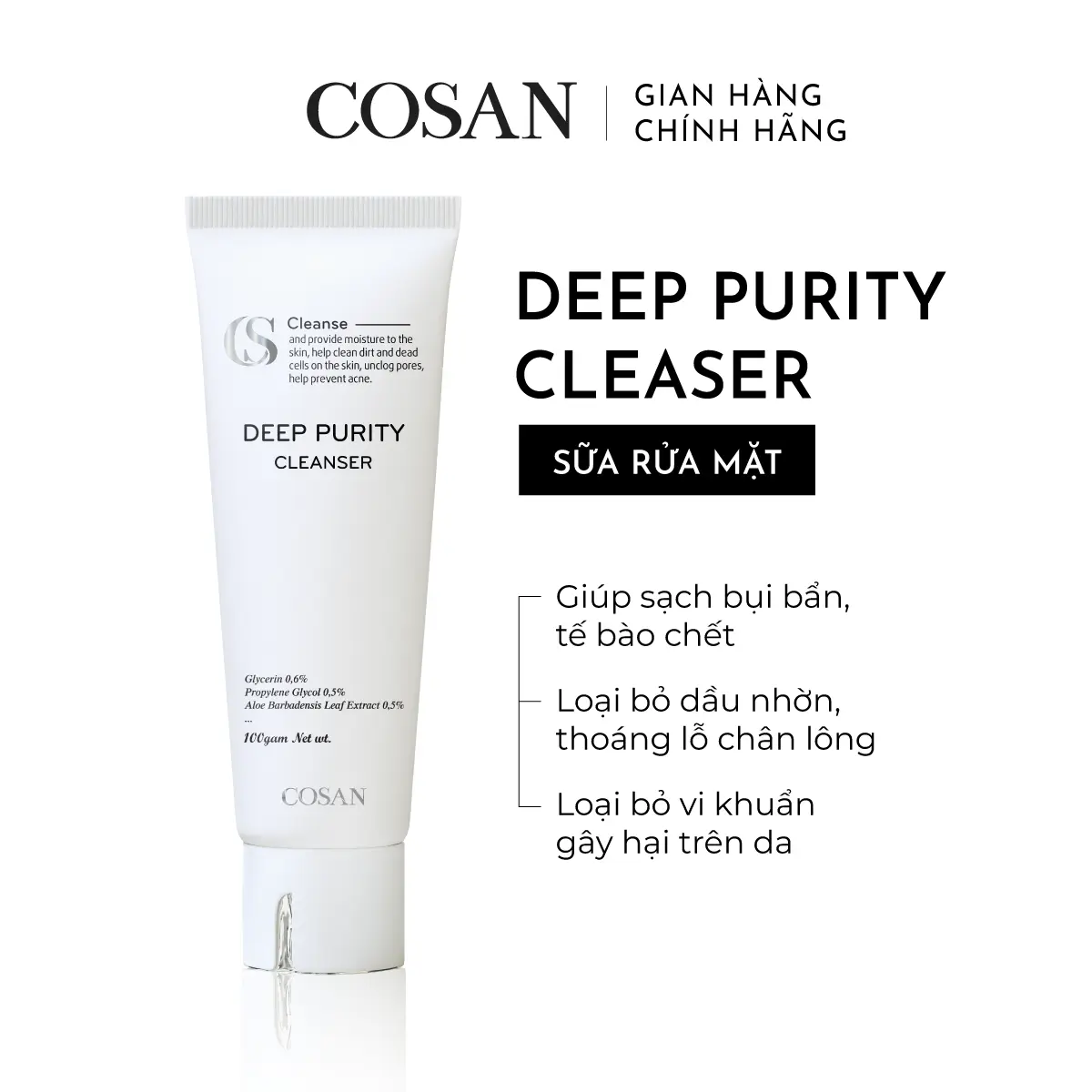 Sữa rửa mặt sạch dầu & nhờn, cải thiện mụn – Cosan Deep Purity Cleanser 100g