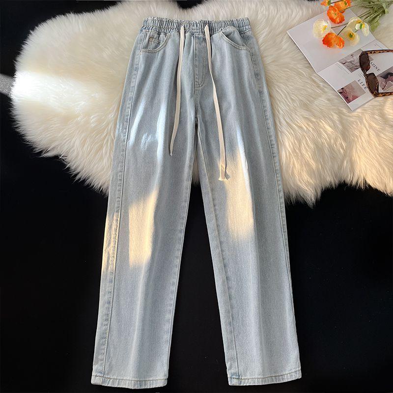 Product Introduction of Quần Jean Thẳng, Dành Cho Nữ, Cạp Thun Nhỏ Ống Rộng, Dáng Rộng Vừa Vặn, Thích Hợp Cho Học Sinh, Dễ Phối Đồ, Cạp Cao, Quần Dài Ins, Thời Trang, Mùa Xuân Và Mùa Thu, 2024 6