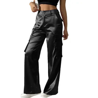 【OVERDUEFLAIR】CARGO SATIN PANTS_BLACK Aritzia Outgoing Satin Cargo Pant - TikTok Shop