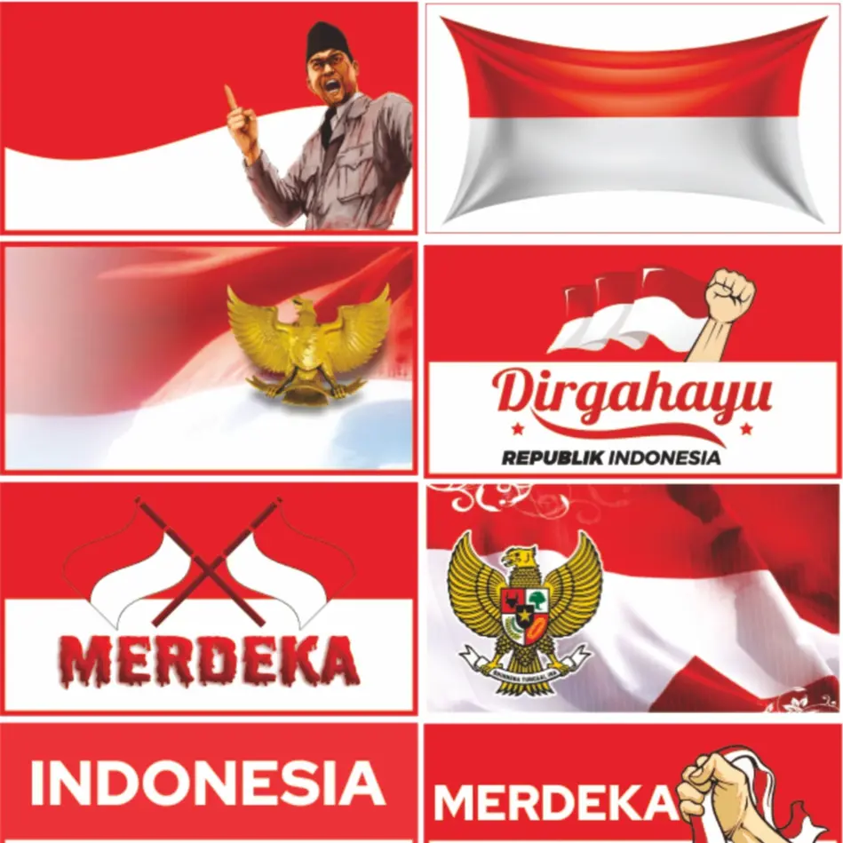 [12Pcs] Sticker Pipi HUT RI Bendera Merah Putih / Stiker Kemerdekaan Indonesia / Pancasila / I Love