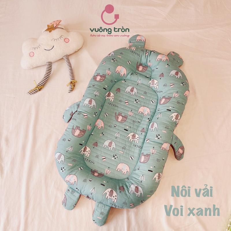 Nôi vải chung giường cao cấp Vuông Tròn cotton Hàn chần bông, đệm nằm chung giường đẹp an toàn cho bé yêu Cao Su Gối Ngủ gốiôm chốnggiậtmình chobé