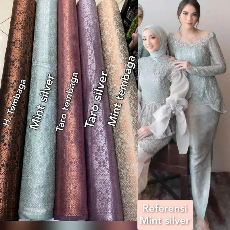 KAIN SONGKET PALEMBANG HARGA 1.5 METER - Kain Songket Semi Mesin Meteran Premium / Bahan Kain Rok Kebaya Kain Songket Asli Palembang/ Bahan Kain Songket Lemas 0