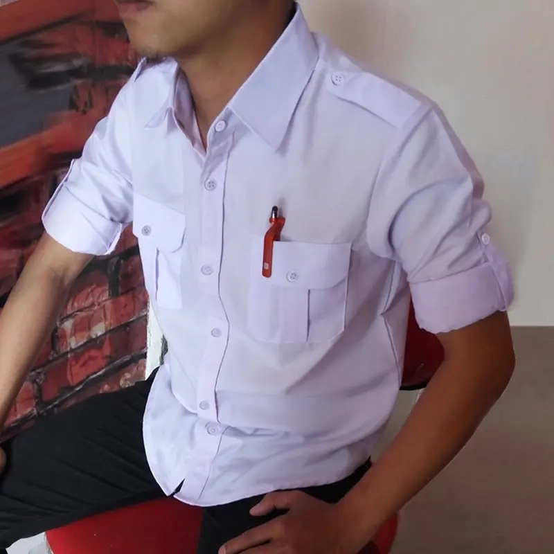 Baju Pria Kemeja Pdl Pdh Lengan Panjang Warna Putih Polos Hem Seragam PNS Guru Tangan bisa di Pendek an Bahan Kain Katun Oxfoard Nyaman Size M L XL XXL Casual Kantong Hitam Merah kemeja Kerah Kantor Formal standard sesuai gambar 2