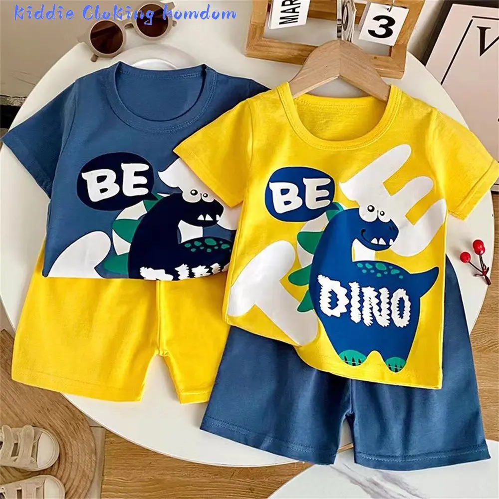 Babies & Kids Arrival Toddler Boy Kids Clothes Lion Print Short Sleeve T-shirt + Shorts 2 Piece Set Baby pang binyag Boy Girl Cloths Outfit brookhaven y2k outfit boys sando