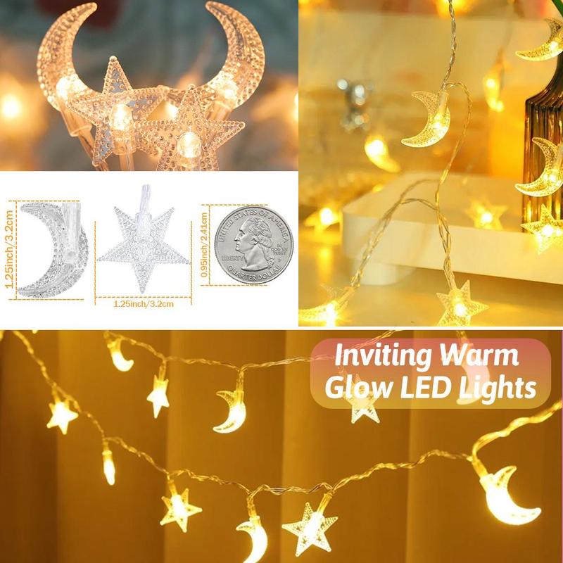 Moon & Star Shaped LED Night Light, Battery Powered LED String Light, Hanging Decorations for Home Decoration Party 2