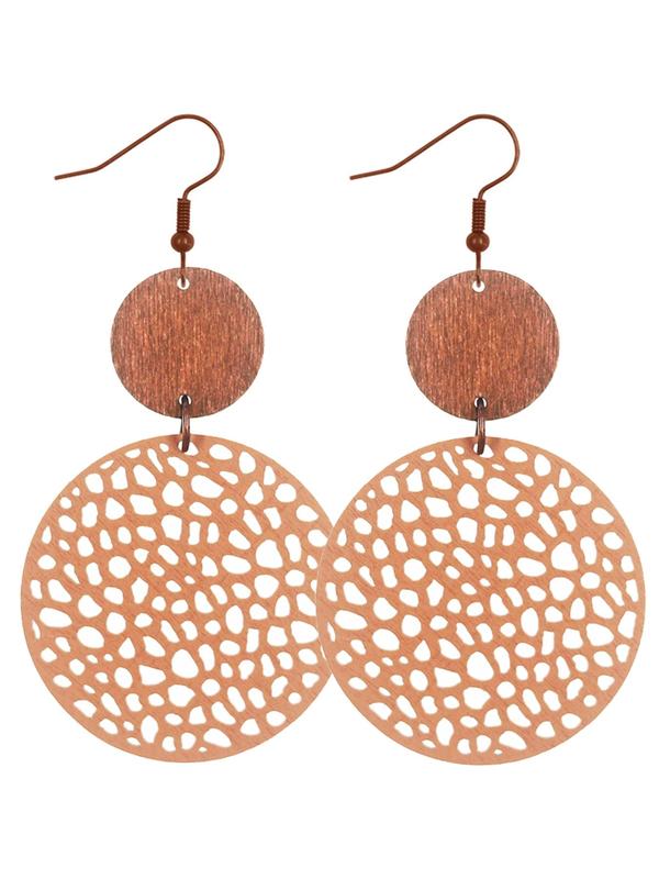 Hollow Out Design Wooden Earrings, Boho Style Jewelry for Women, Vintage Jewelry for Party, Daily Clothing Decor, Trendy All-match & Exquisite Jewelry for Gift 4