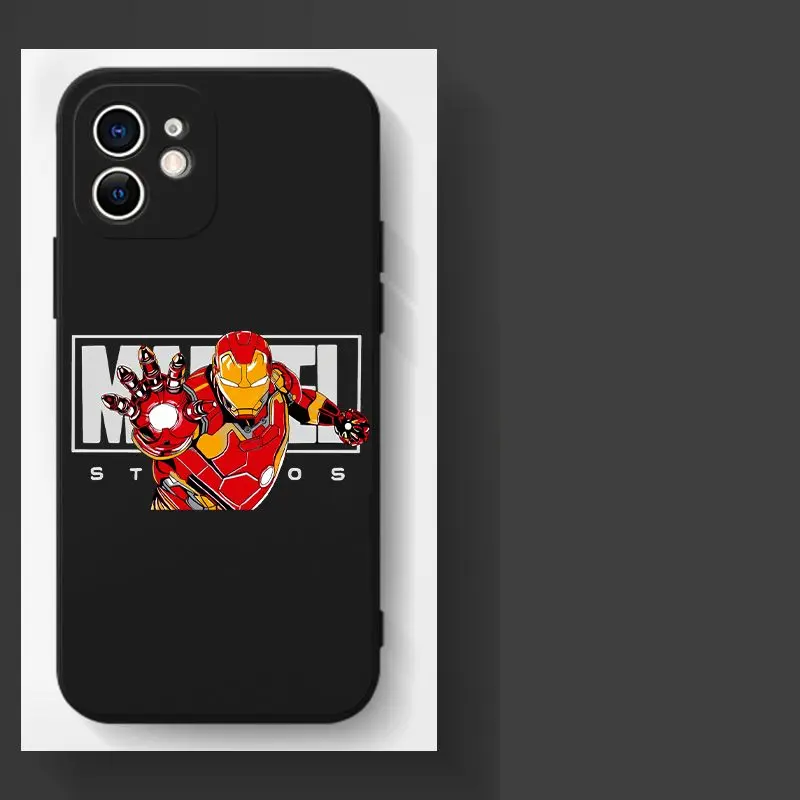 Compatible with iPhone 16 Pro Max 15 14 13 12 11 X XR XS 7 8 PLUS silicone phone case,Iron Man Doodle,Anti-Drop and shockproof