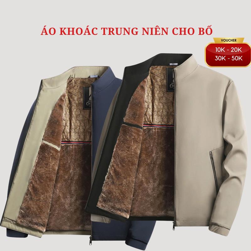 Áo khoác nam trung niên, áo khoác dày dặn tặng bố tặng ông