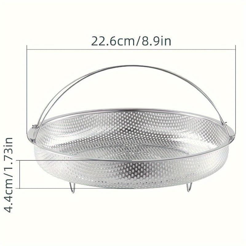 Product Introduction of Stainless Steel Steamer Basket, 1 Count Household Draining Basket with Handle, Multi-use Kitchen Gadget for Fruits & Vegetables, Utensils 1