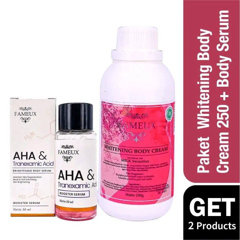 Fameux Paket Whitening Body Cream 250ml + Brightening Body Serum 0