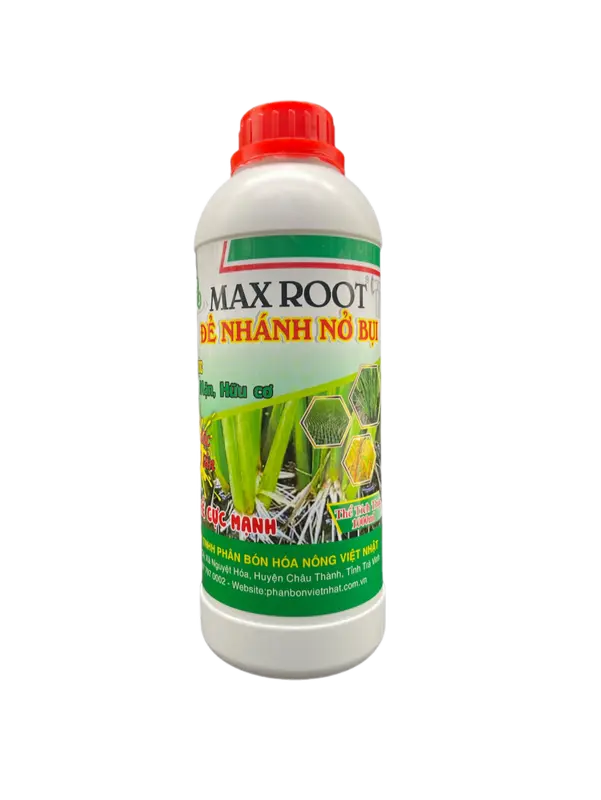 Phân Bón Cho Lúa Đẻ Nhánh Nở Bụi - MAX ROOT Chai 1 Lít - Ra Rễ Mạnh, Giải Độc Phèn, Mặn, Hữu Cơ (FVJ) 1