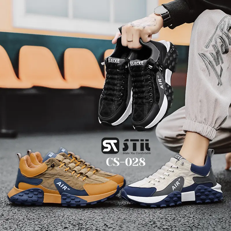 Stil Sepatu Sneakers Running Pria Import Santai Kerja Musim Panas Round Toe Casual Karet Sport Shoes