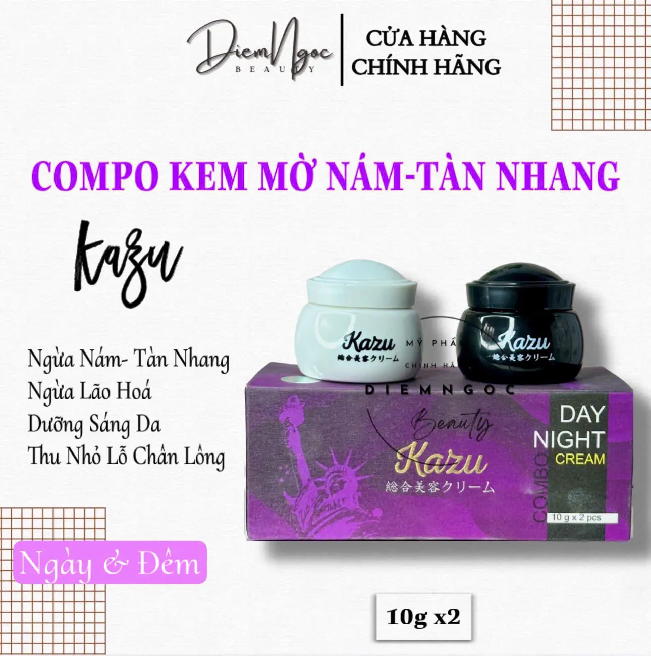 Compo Kem Kazu Nhật Bản Mờ Nám Tàn Nhang 10g Skincare Nữ Dưỡng Ẩm Da Chăm Sóc Da Làm Đẹp Da Women
