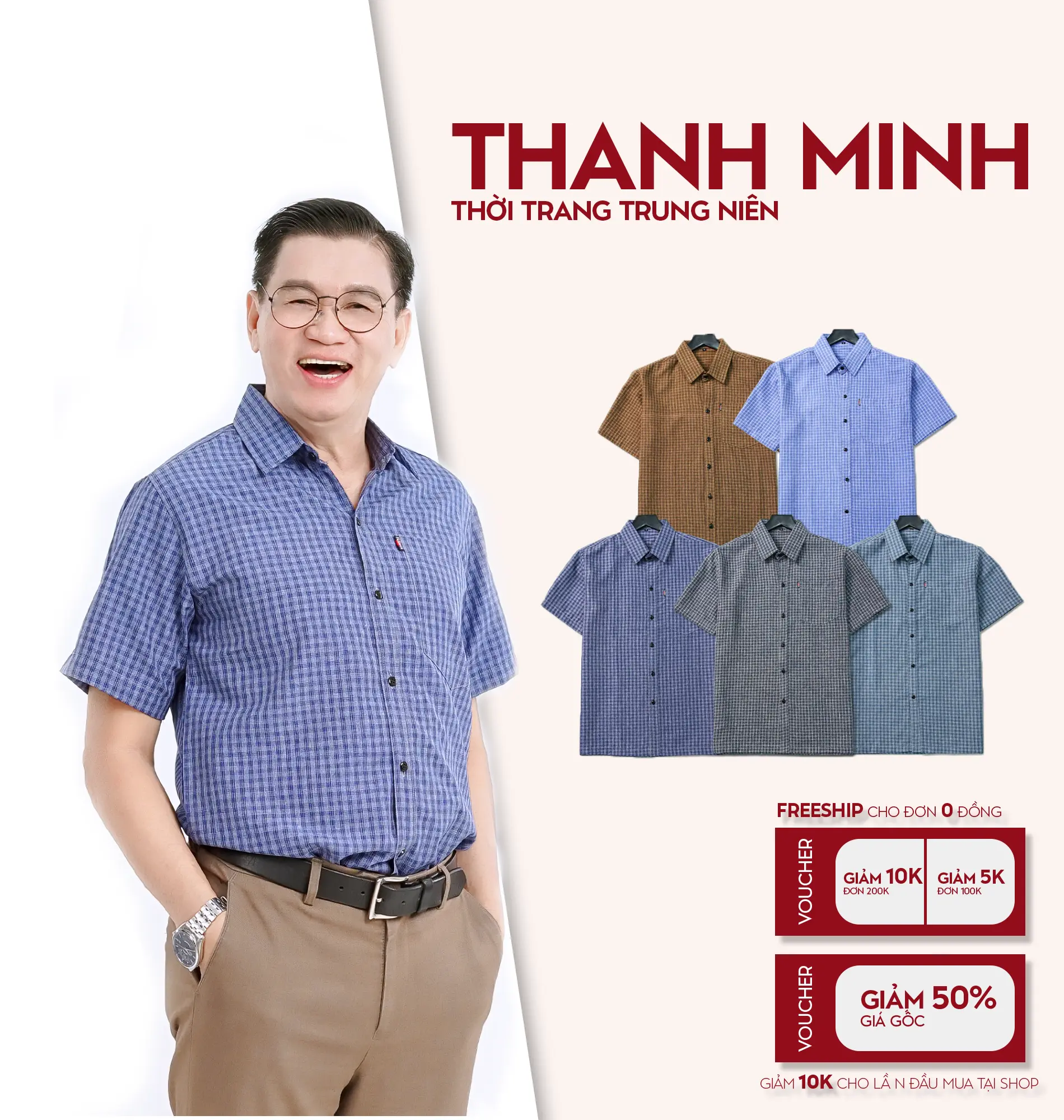 Áo Sơ Mi trung niên Ngắn tay vải cao cấp Tomen chất liệu kate dệt caro đơn giản phù hợp, màu nhã nhặn sang trọng và thanh lịch. Nhung Menswear