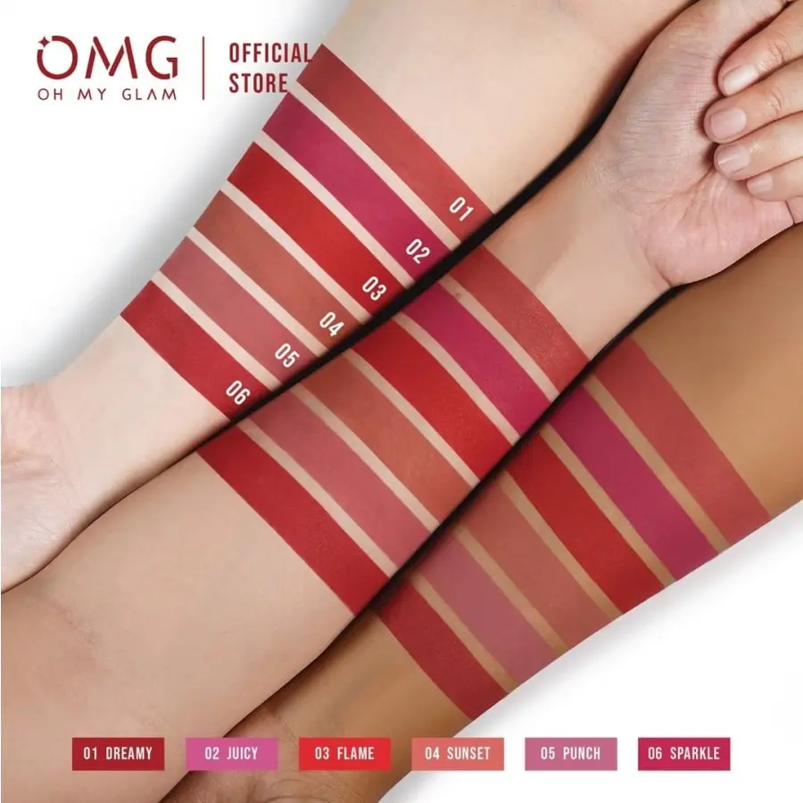 K - OMG Oh My Glam Lip Cream Bibir Gloss Lipstick Lipcream Lipstik Waterproof Lipgloss Kosmetik Mempercantik Beludru Mempercantik