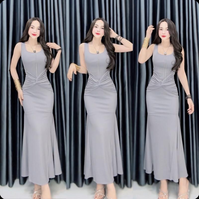 C174 - Đầm Body Đuôi Cá Có Xoắn Eo Nên Che Bụng Rất Tốt Thun Gân Tăm Lạnh Huyền đồ bộ xinh