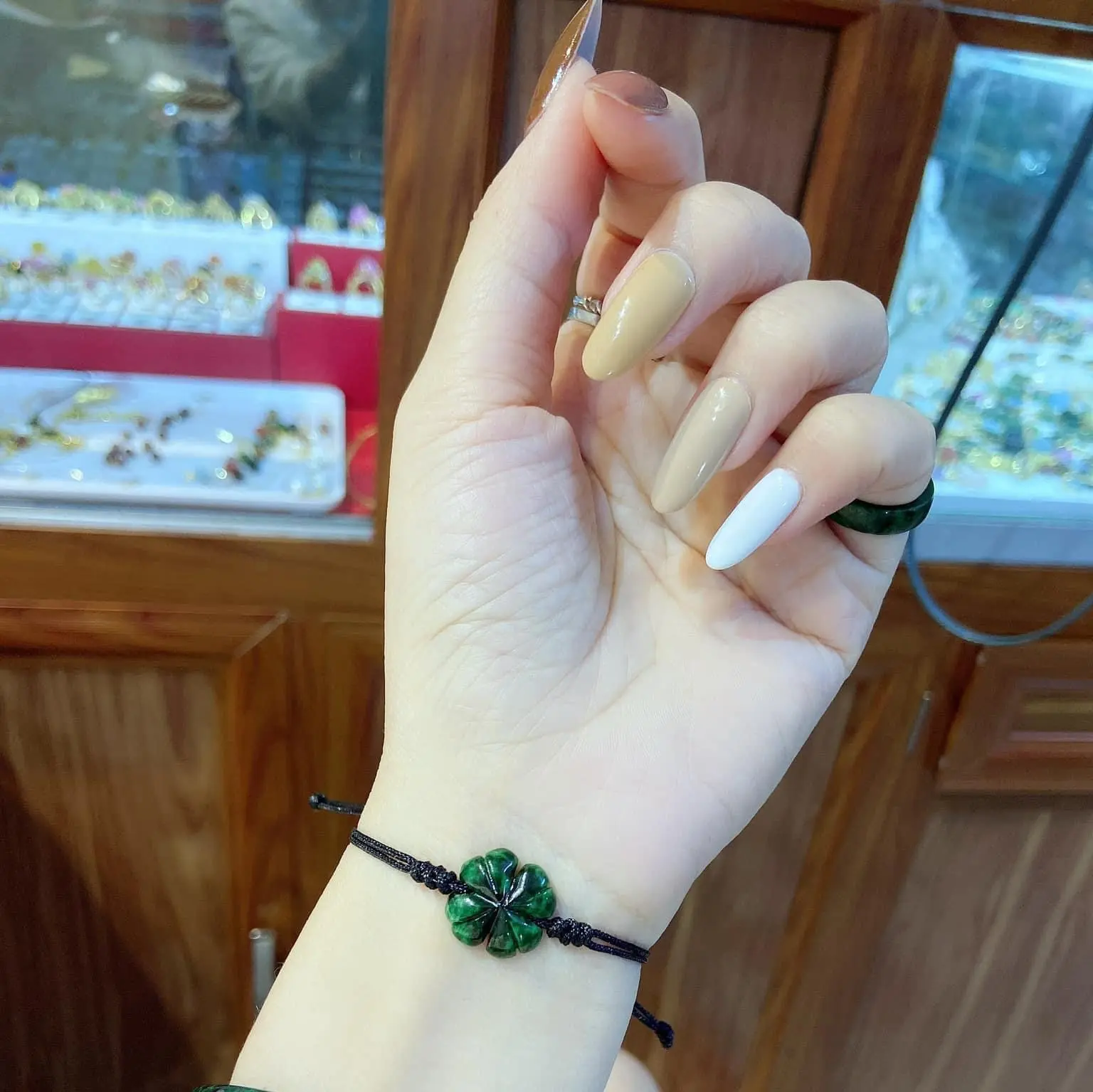 vòng tay cỏ bốn lá cẩm thạch sơn thủy tn - thắng giang
