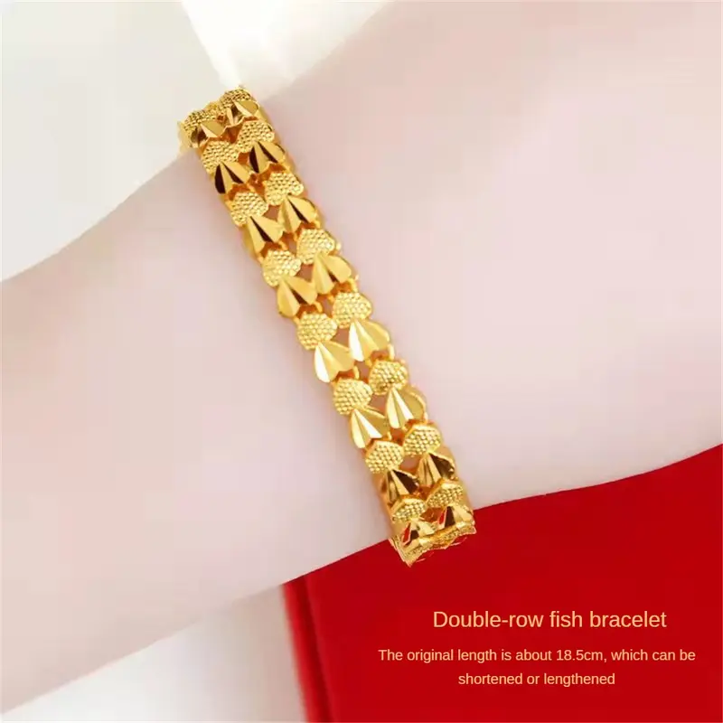 Vòng Tay Dây Chuyền Xích Màu Vàng Đồng Thau, Phong Cách Hàn Quốc, Vòng Tay Hạt May Mắn, Dành Cho Phụ Nữ, Thích Hợp Cho Đám Cưới Và Quà Tặng Sinh Nhật 0
