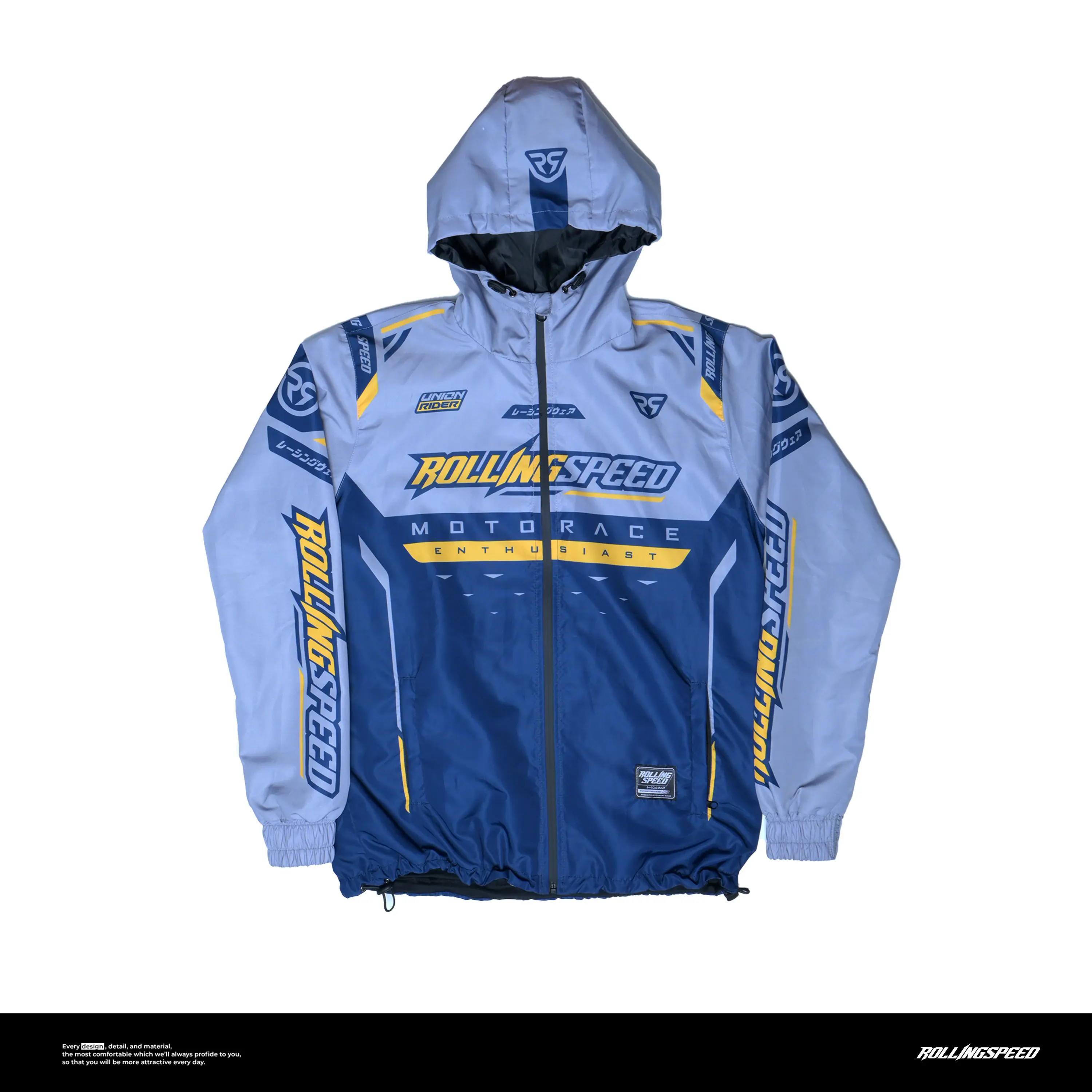Rollingspeed  MOBS Windbreaker Jacket - Jaket Motor Parasut Nyaman Semi Biru Navy