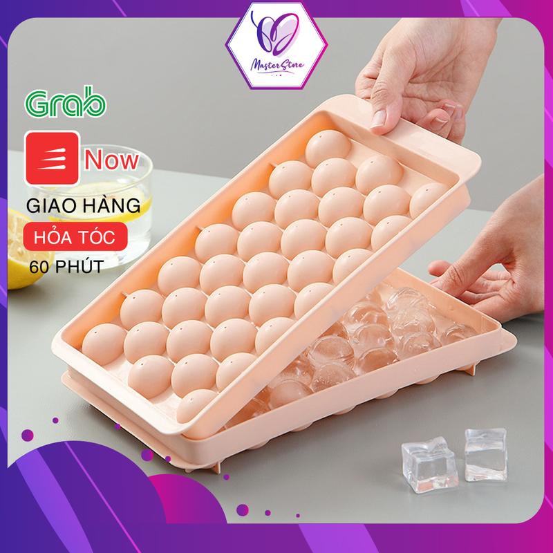  Khay đá viên tròn nhựa cao cấp vỉ 33 viên làm đá thạch rau câu 