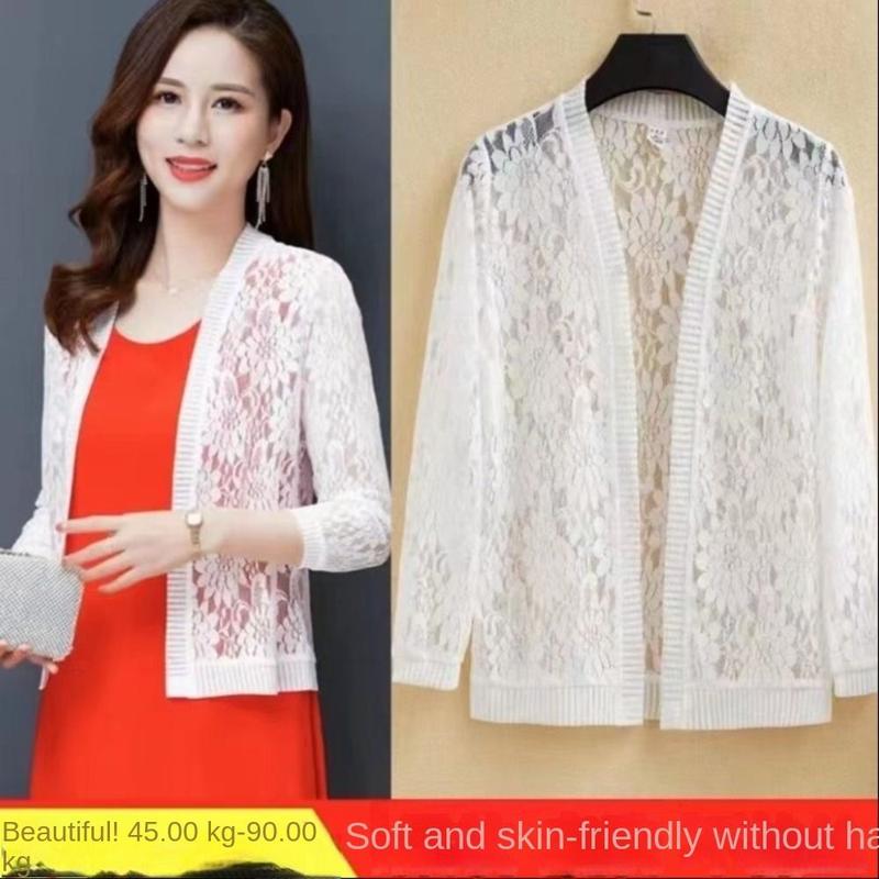 Áo Cardigan Ren Hoa Dành Cho Nữ Nhẹ Chống Nắng Màu Trơn Áo Trên Ngắn Thích Hợp Cho Mùa Hè Dành Cho Nữ,Áo Cardigan nữ Áo điều hòa Quần áo chống nắng Khăn choàng lưới Áo Cardigan ngắn