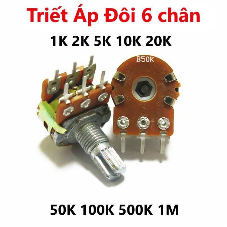 Triết Áp Đôi 6 chân 1K 2K 5K 10K 20K 50K 100K 200K 500K 1M - Cán dài 15mm chất…