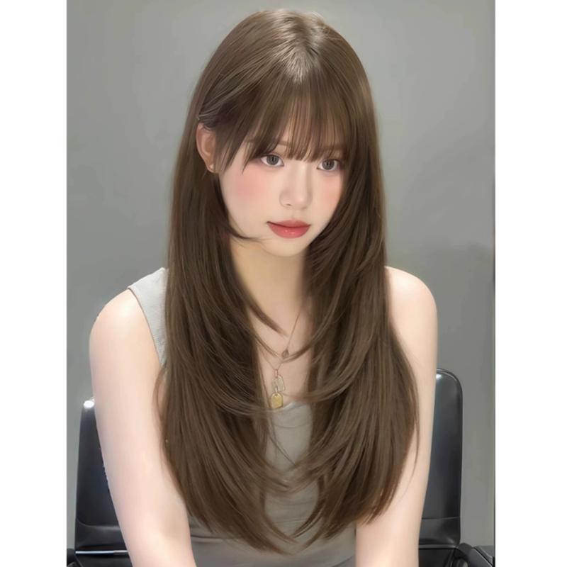 Product Introduction of Cute Cosplay Synthetic Wig with Bangs Harajuku Heat Resistant Long Straight Hair Breathable Halloween Women Layered Wigs Summer 10
