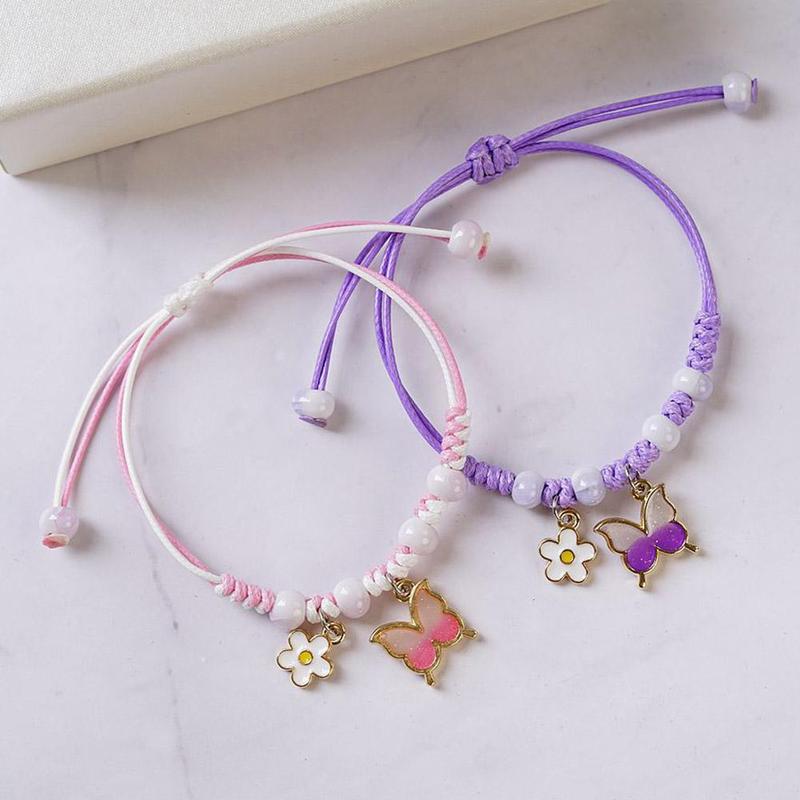 Product Introduction of Sweet Elegant Butterfly Flower Pendant Bracelet Adjustable Braided Hand Rope Bracelet 32