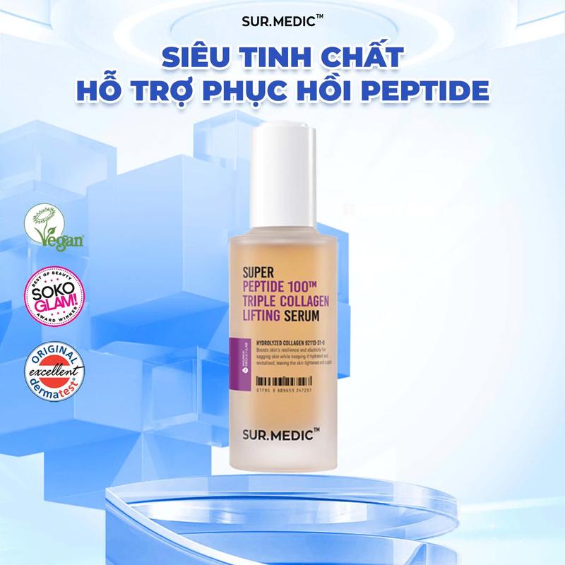 LIVE - Siêu Tinh Chất Hỗ Trợ Phục Hồi và Hỗ Trợ Trẻ Khoẻ Da SURMEDIC Super Peptide 100 Collagen Lifting Serum 50ml