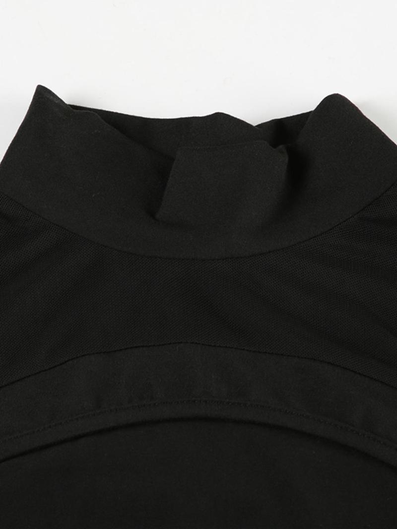 Product Introduction of Women's Cut Out Sheer Mock Neck Bodysuit, Long Sleeve Bodysuit for Party Club Dating, Ladies Clothes for All Seasons 7