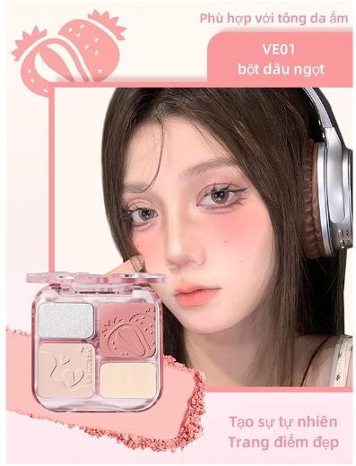 VEECCI Tạo Khối Highlight Phấn Má Hồng bắt sáng 4trong1 Sắc Tông Nude Tự Nhiên 9g Mỹ Phẩm Cosmetic vecci  tạo 3