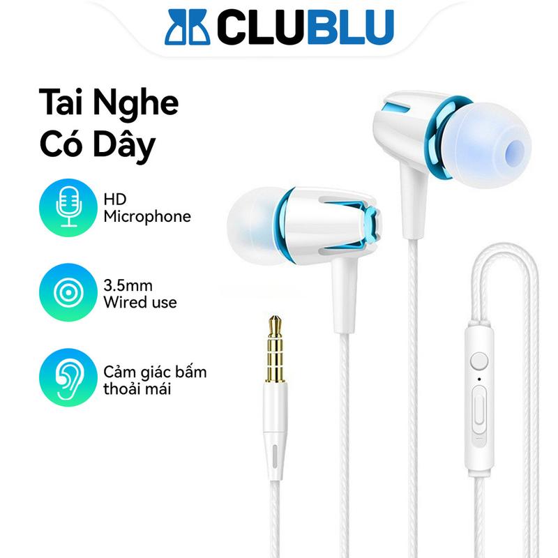 CLUBLU Tai Nghe Có Dây E18 3.5mm Super 9D Bass Nhét Tai Chất Lượng Âm Thanh Hi-Fi Có Mic Gaming