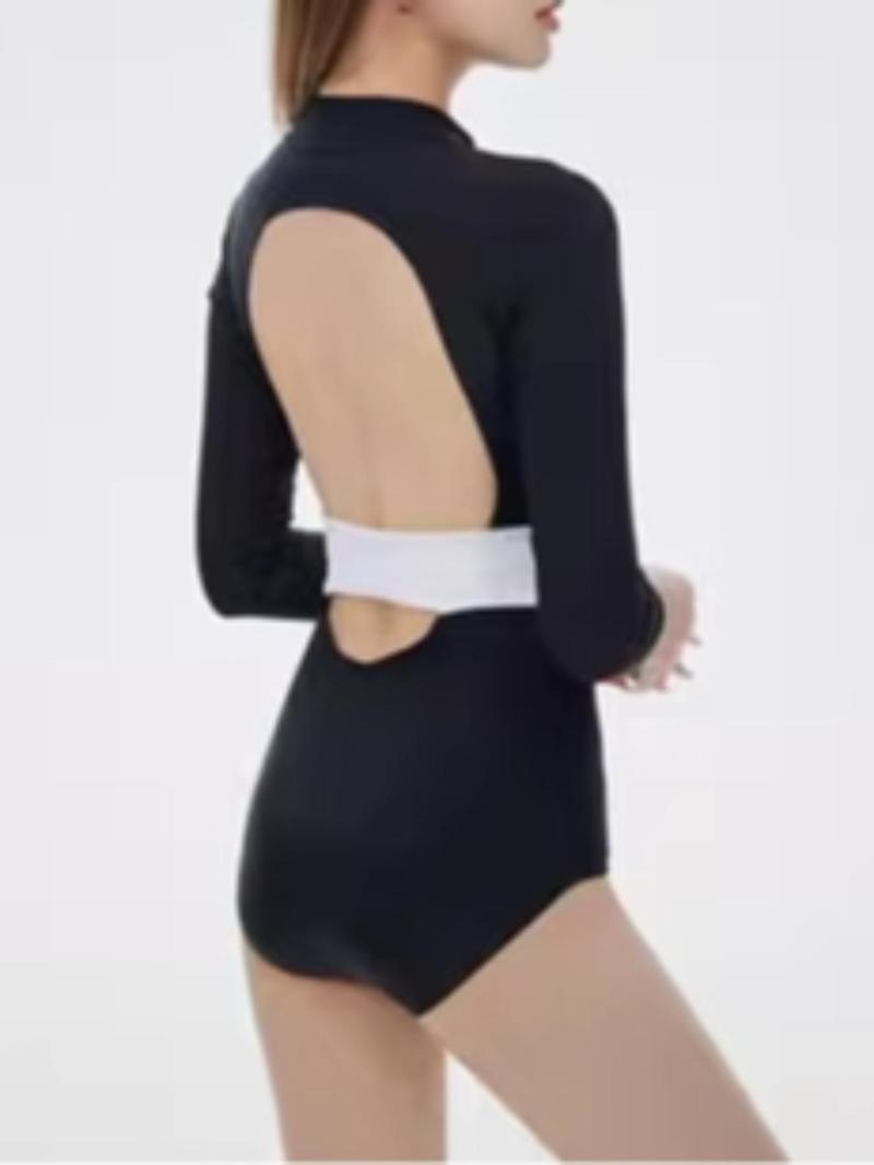 Product Introduction of Women's Colorblock Zipper Front Racing Swimwear, Casual Comfy Breathable Swimsuit for Beach Swimming Pool, Ladies Swimwear for All Seasons 1